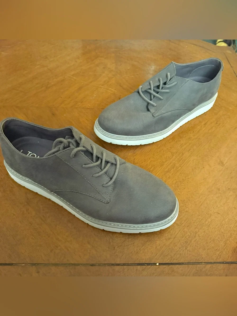 TOMS Navi Trvl Lite Oxford Shoes Men's Size 12 Grey Lace Up Low Top